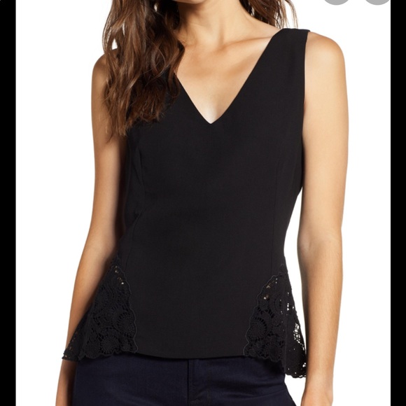 Peplum blouse w lace sides - Picture 1 of 8